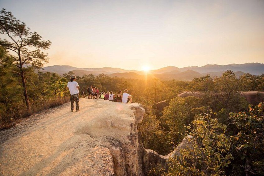 Pai Canyon Sunset Private Tour with Hot Spring Bamboo Bridge 1
