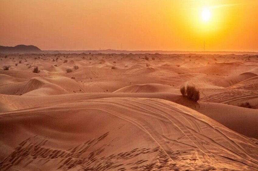 Paisaje desértico con dunas de arena y un atardecer. 5