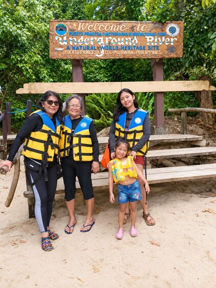 A sign welcoming visitors to Puerto Princesa Subterranean River National Park, an underwater river, and a natural world heritage site in Puerto Princesa City, Palawan, Philippines. 2
