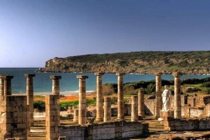 Ancient ruins with columns by the sea. 1