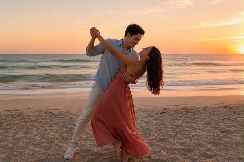 Salsa, Bachata & Sip: Sunset Beach Dance Class 1