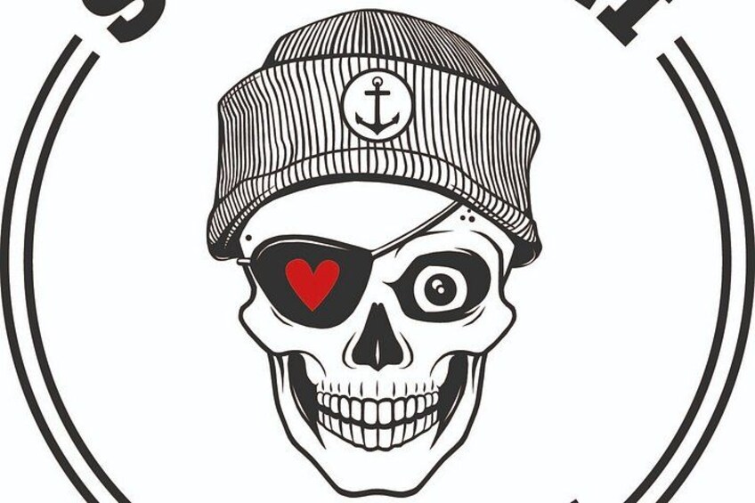 A skull wearing a beanie with a heart-shaped object. 2