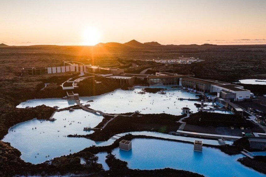 A geothermal spa complex with multiple pools and walkways. 1