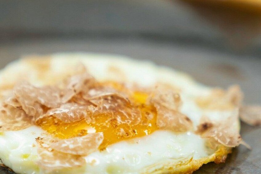 A fried egg with crispy edges and a runny yolk. 4