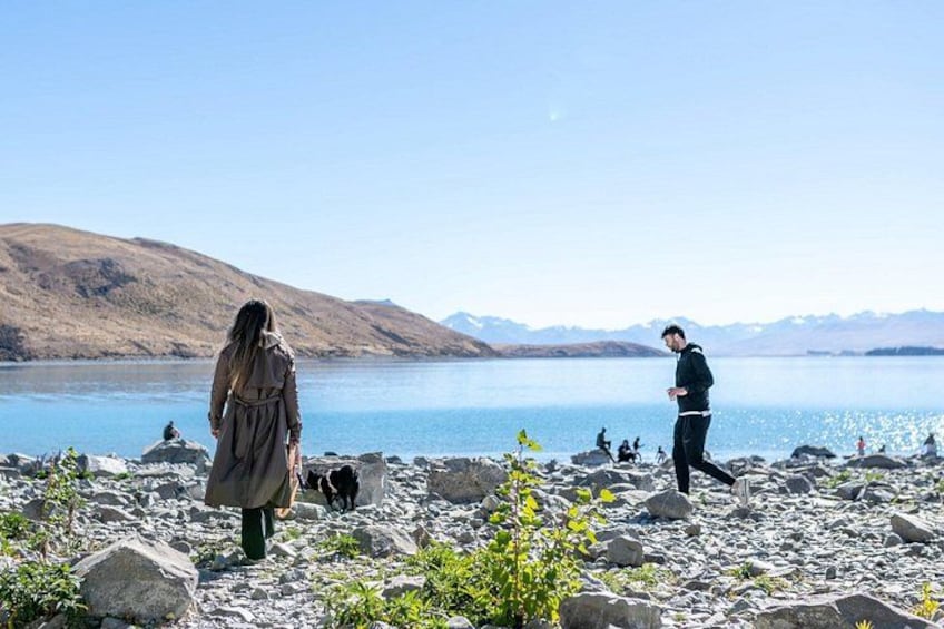Exploring Lake Pukaki's rocky shoreline 5