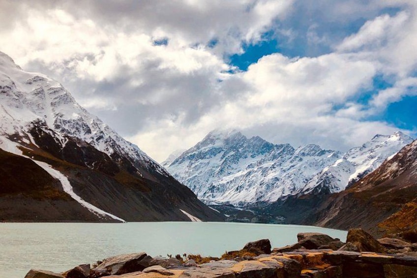 Hooker Lake with Aoraki Mount Cook reflected in glacial waters 4