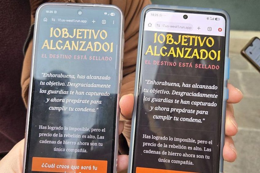 Due smartphone che mostrano un'app motivazionale con testo in spagnolo. 2
