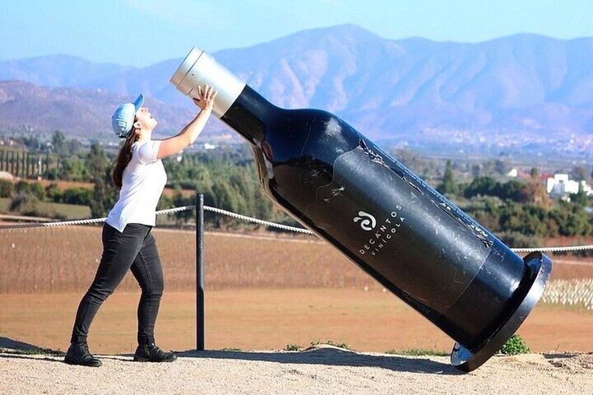 Une personne interagissant avec une grande bouteille. 3