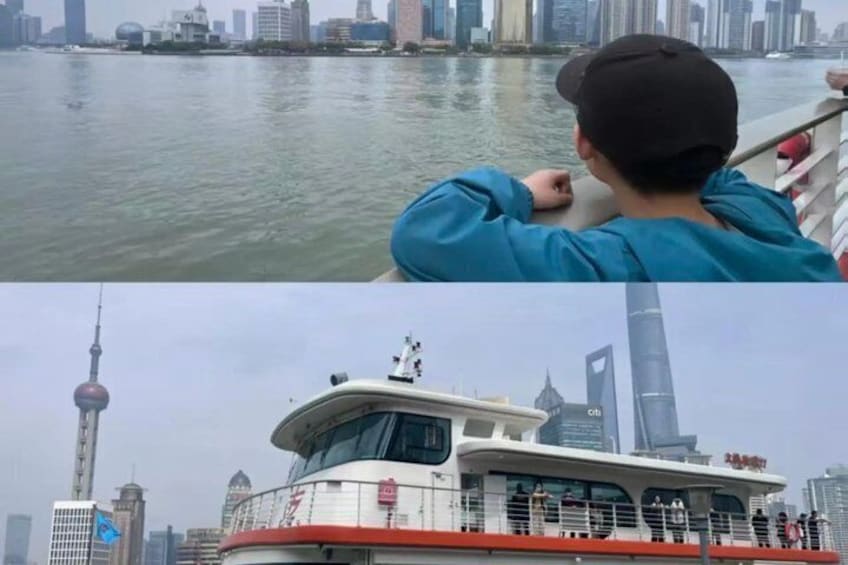 A river with a city skyline in the background, a boat with passengers, and a prominent tower. 3