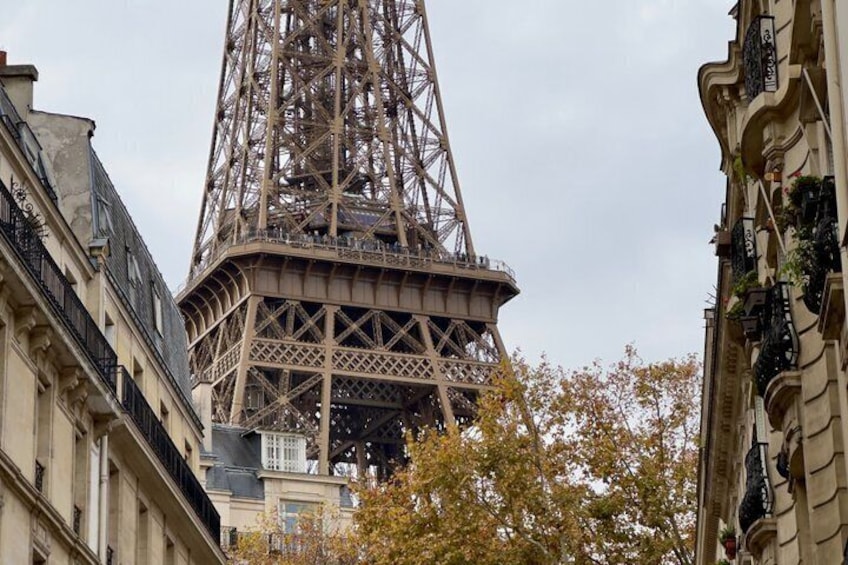 The Eiffel Tower amidst Parisian buildings. 2