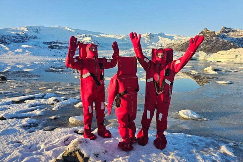 Excited about entering the icy waters during the Ice floating tour 2