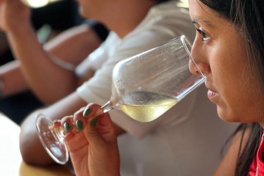 Una persona sosteniendo una copa de vino. 4