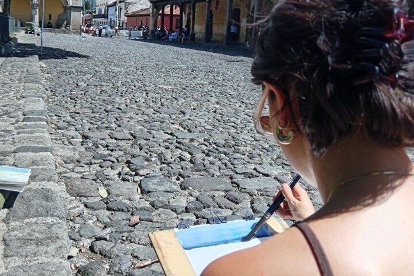 Watercolor workshop In Antigua Guatemala - Painting outdoors 5