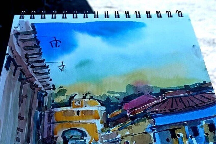 Watercolor workshop In Antigua Guatemala - Painting outdoors 3