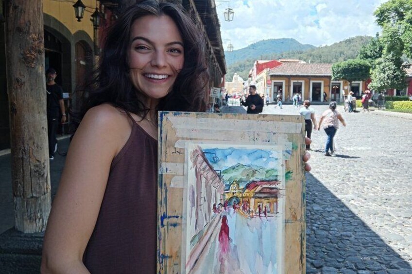 Watercolor workshop In Antigua Guatemala - Painting outdoors 2