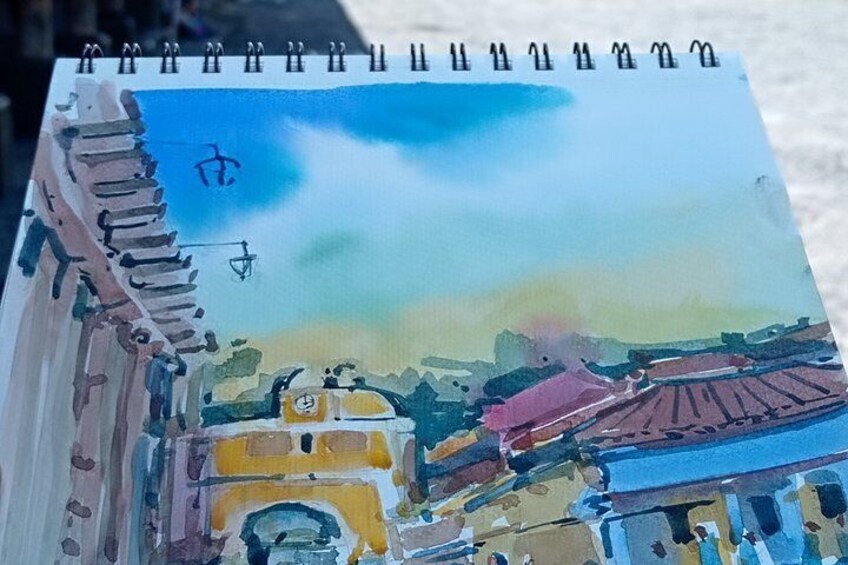 Watercolor workshop In Antigua Guatemala - Painting outdoors 3
