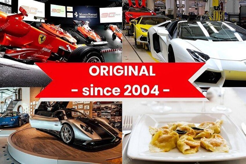 A collage of luxury cars, a dining table with food, and a red banner with text. 3