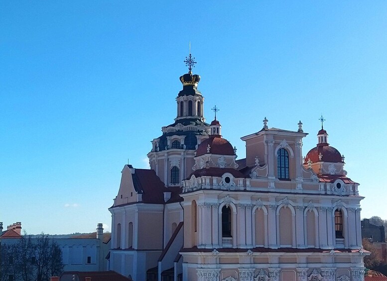 A church with multiple domes and a prominent central tower. 2