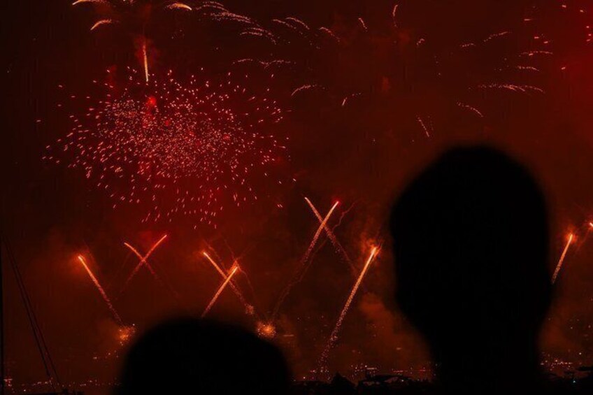 La silhouette d’une foule regardant un feu d’artifice. 3
