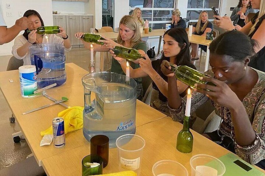 DIY Cocktail Candle and Wine Bottle Cutting Class in Chicago 5