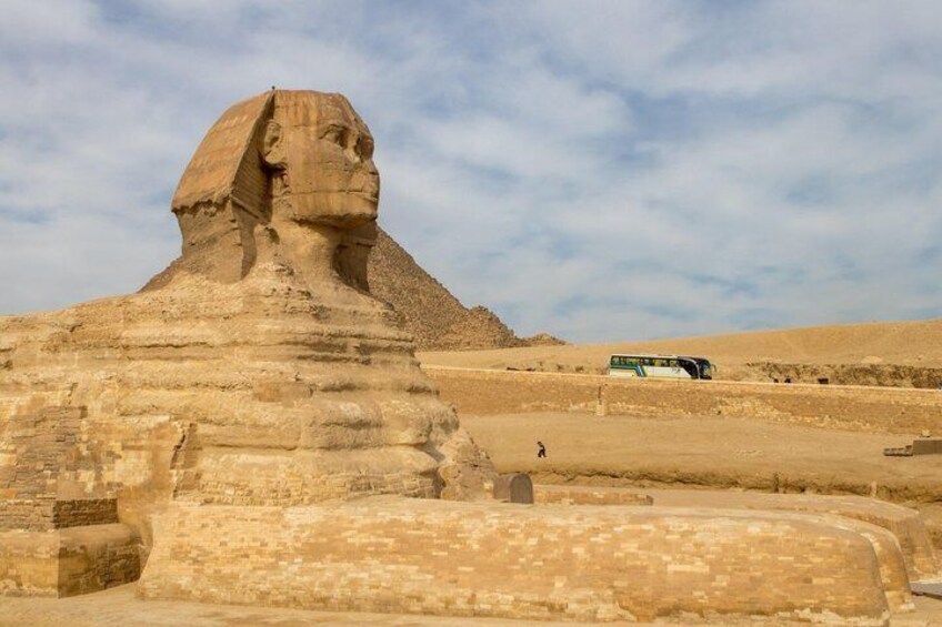 The Great Sphinx with a bus in the background. 2