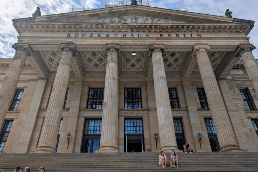 The Konzerthaus Berlin with classical architecture, large columns, and a prominent entrance. 1