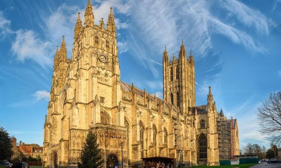 A large Gothic cathedral with intricate architecture and a clock tower. 5
