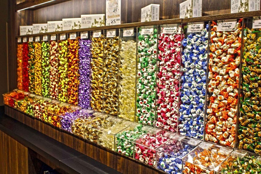 A candy display with various colors and flavors. 3