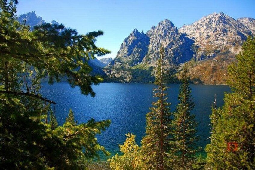 Un lago circondato da montagne e alberi. 4