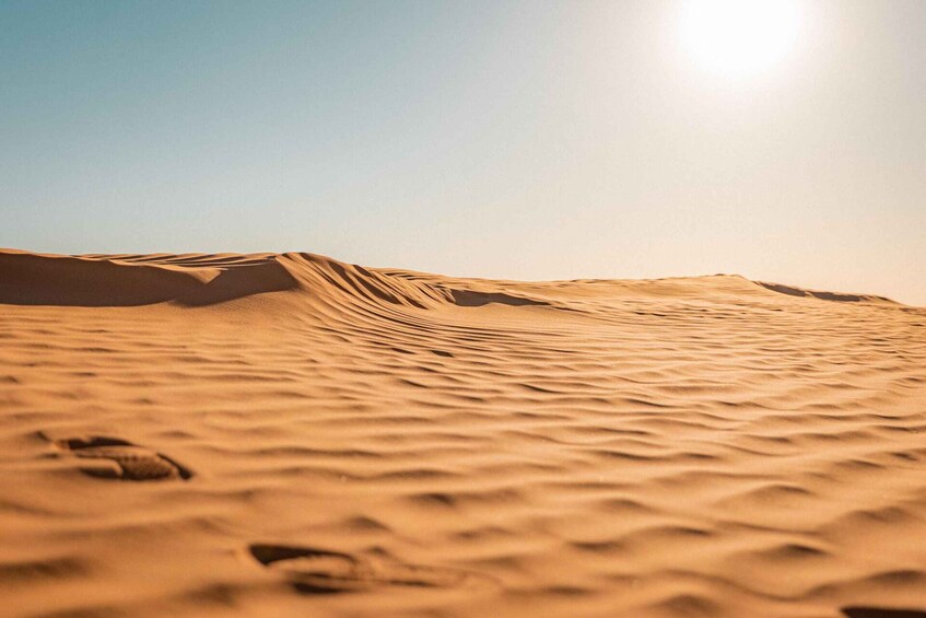 A desert landscape with sand dunes and a clear sky. 5