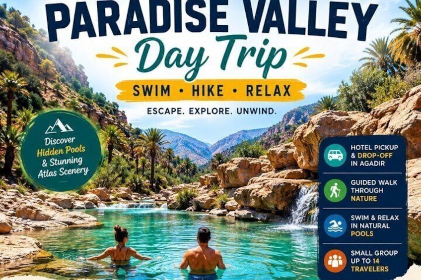 Una excursión a Paradise Valley con actividades como nadar, hacer senderismo y relajarse en piscinas naturales. 1