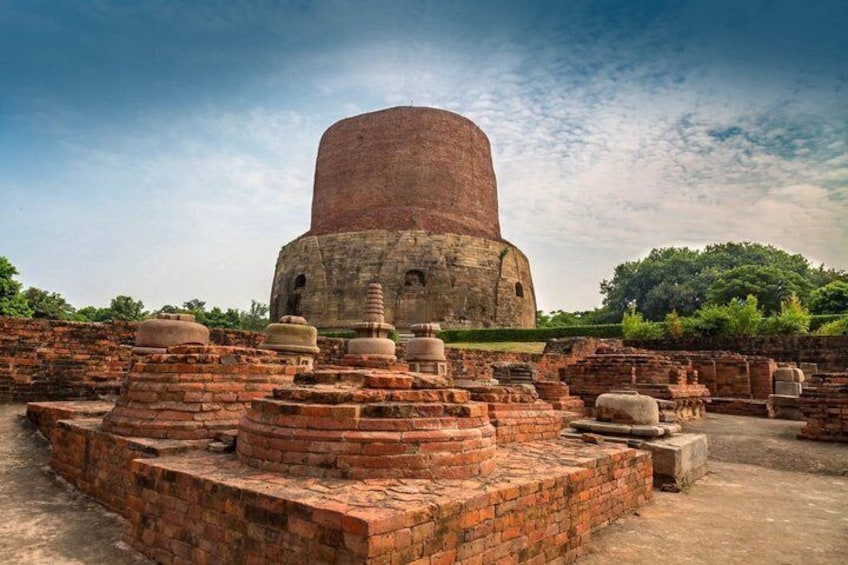 Ancient brick stupas and ruins in a historical site. 3