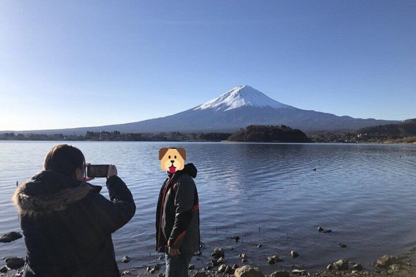 En person tar ett foto av ett berg, och i förgrunden syns en hund. 4