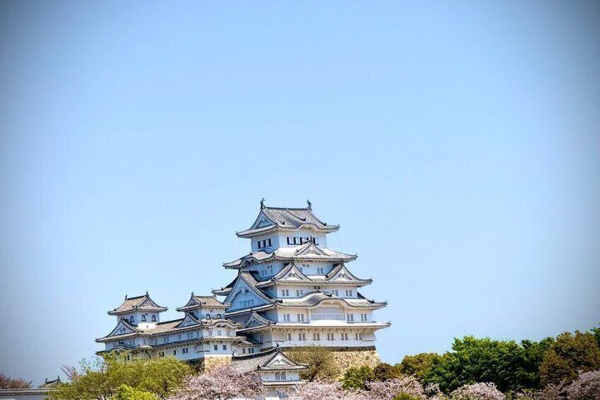 A multi-tiered castle with traditional architecture, surrounded by greenery. 2