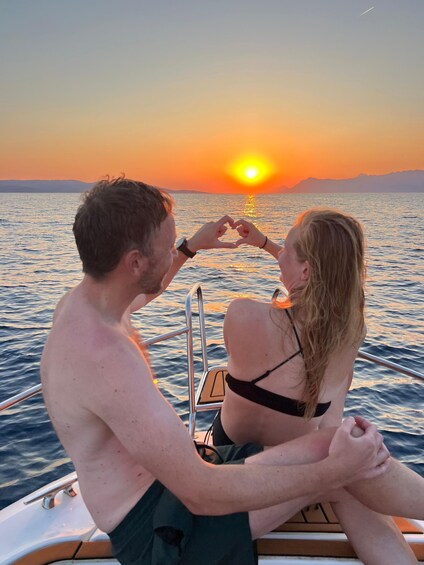 Picture 1 for Activity Makarska Sunset Boat Tour: Swim, Drone Pics, Quiz & Gifts! 3