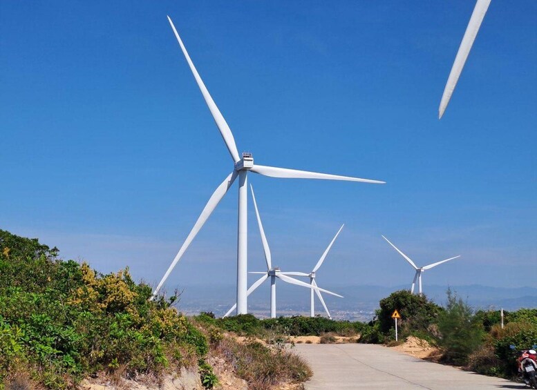 Wind turbines on a clear day. 2