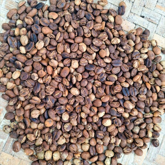 A pile of roasted coffee beans. 2