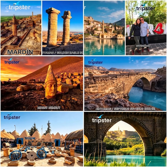 A collage of travel destinations including historic sites and natural landscapes. 1