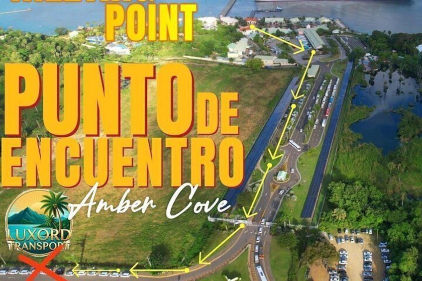An aerial view of Amber Cove with a road network and a body of water. 3