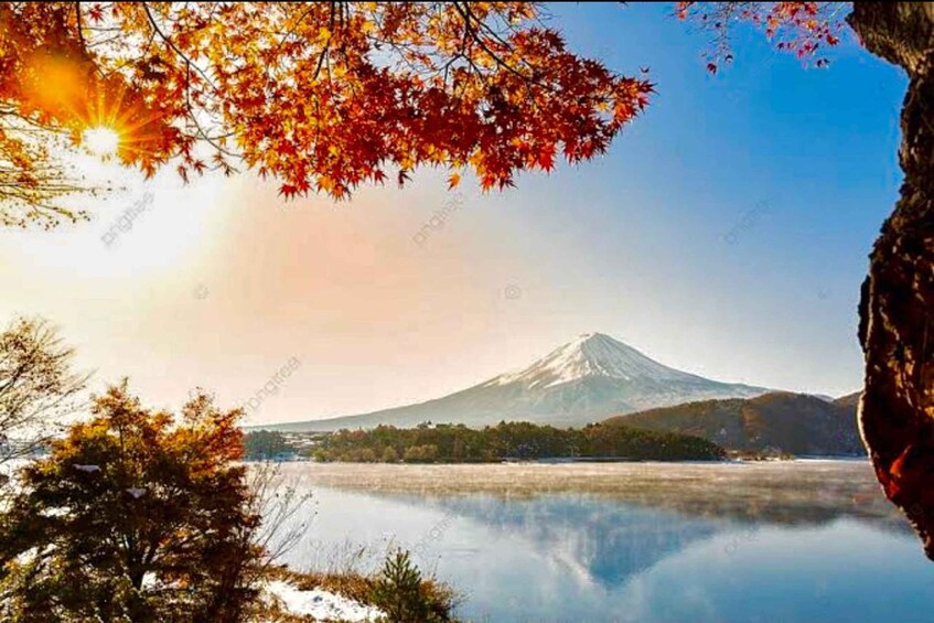 A mountain, a lake, and autumn leaves. 3