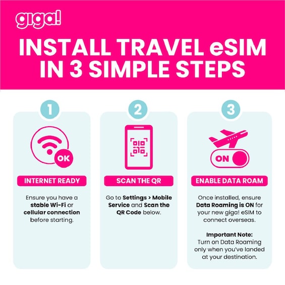 Una guía para instalar una eSIM de viaje en tres pasos. 4