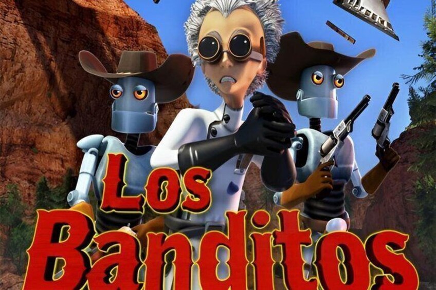 Personaggi animati in un'ambientazione desertica, con il titolo 'Los Banditos'. 1