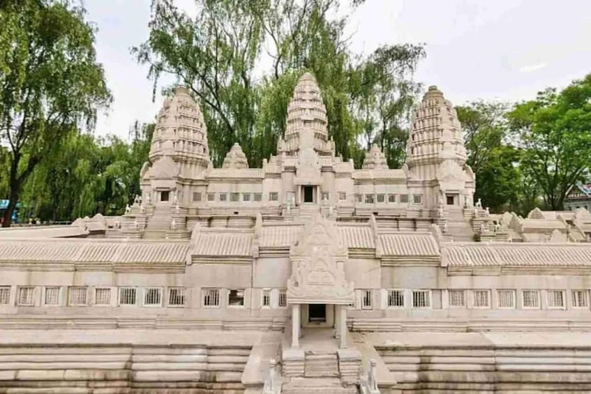 A large, intricately designed temple with multiple spires and a central entrance. 1