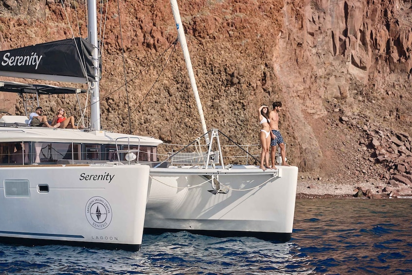 Picture 5 for Activity Santorini: Day Luxury Catamaran Cruise w Fresh Fish & Drinks 3
