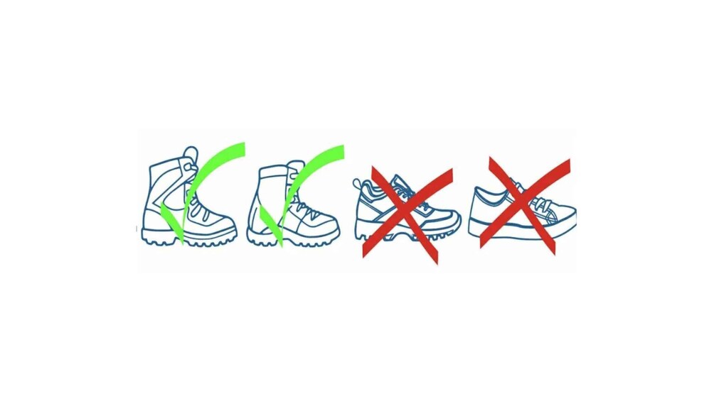 Four pairs of shoes, two marked with a green check and two with a red cross. 4