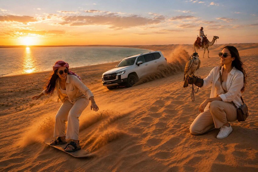 Doha : Inland Sea Desert Safari ,Camel Ride & Sandboarding 1