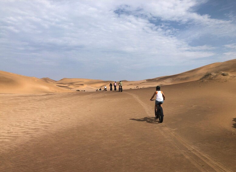 A desert landscape with sand dunes and a clear sky. 5