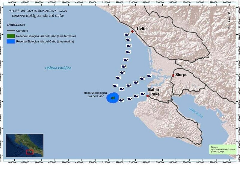 A map of Isla del Cañón with marked locations and reserves. 3
