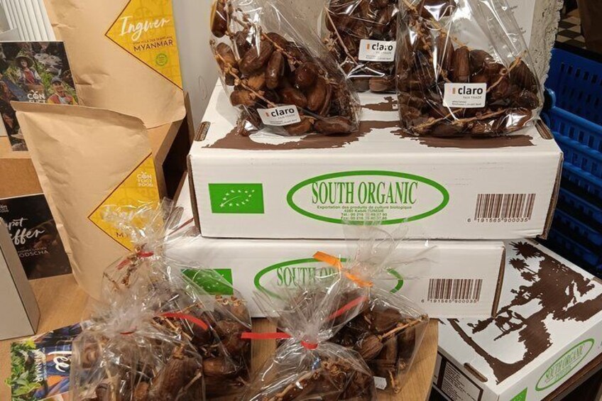 South Organic products, including coffee beans, in a store setting. 4