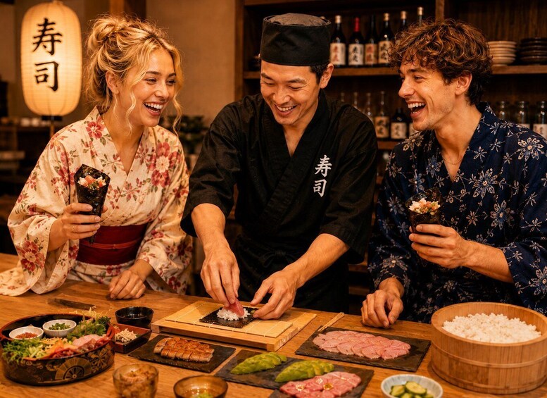 Tokyo: Sushi Making Class in Shibuya Hand Rolled with Master 1